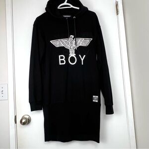 Boy London Hoodie Silver Graphic Dress S Black/Silver Athleisure Streetwear